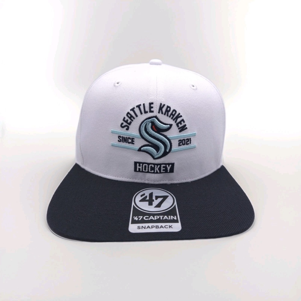 '47 Brand Seattle Kraken 2021 Captain Snapback Hat Cap Adjustable White NHL